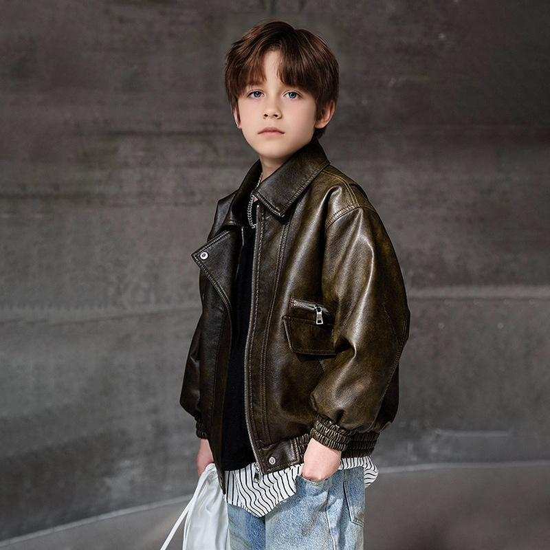 Streetwear Brand With A Logo - Boys Dark Green Waterproof Windproof Coat