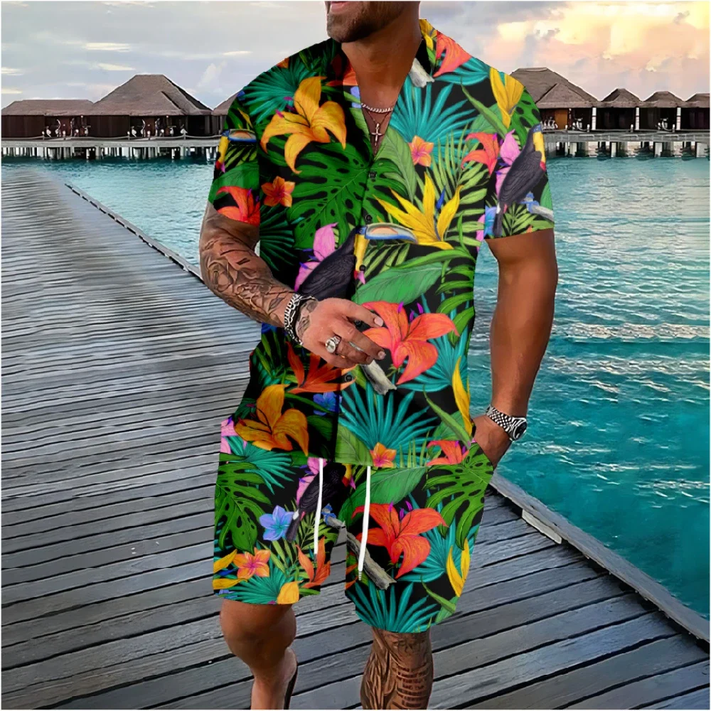 Streetwear Brand Flower - Hawaiian Palm Tree Florals Button Shirts